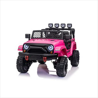 KWPZQEB 24V 2 Seater Ride on Jeep with 4-EVA Wheels & Remote Control, Suspension Spring & Music