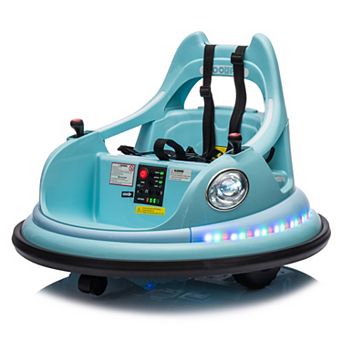 KWPZQEB 12V Ride on Bumper Car w/ Remote Control & LED Lights, Anti-Collision Padding & Safety Belt