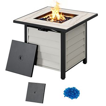 50,000 BTU CSA-Certified Patio Propane Fire Pit Table, Marble Texture Top