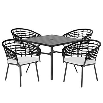 Nuu Garden Patio 5 pc Woven Rope Dining Set with Cushions