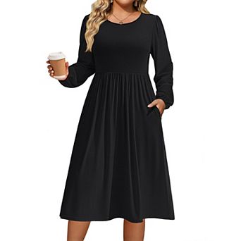 Zeagoo Womens Plus Size Long Sleeve Fall Dress Casual Loose Floral Dress