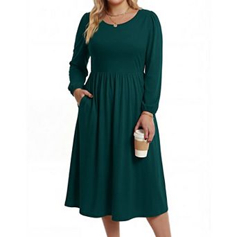 Zeagoo Womens Plus Size Long Sleeve Fall Dress Casual Loose Floral Dress