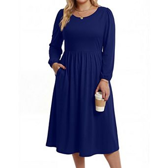 Zeagoo Womens Plus Size Long Sleeve Fall Dress Casual Loose Floral Dress
