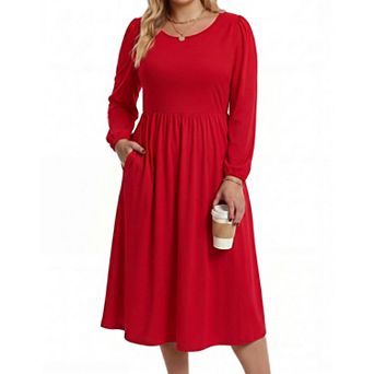 Zeagoo Womens Plus Size Long Sleeve Fall Dress Casual Loose Floral Dress