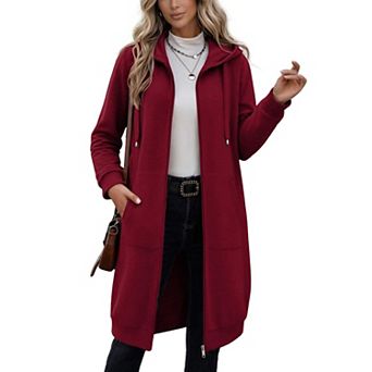 Zeagoo Women' Zip Up Hoodies Long Tunic Sweatshirts with Pockets