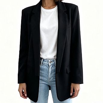 Women Open Front Blazer Jacket Shawl Lapel Long Sleeve Relaxed Fit Casual Blazer with Flap Pockets