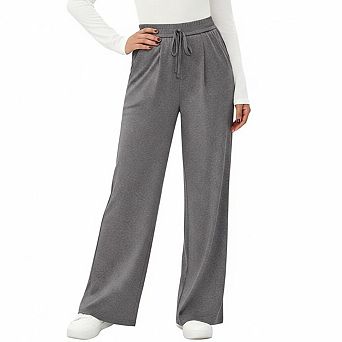 Women Wide Leg Pants Drawstring High Waist Loose Casual Jogger Trousers