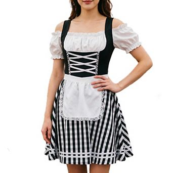 Women Oktoberfest Classic Plaid 3 pc Dress German Beer Festival Cosplay Costume