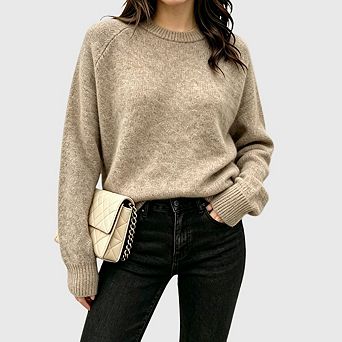 Women's Oversized Pullover Sweater Casual Long Sleeve Crewneck Fuzzy Knit Fall Winter Tops