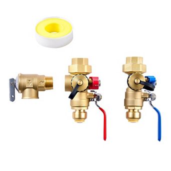 VEVOR Water Heater Kit, 3/4 in with 2 pc 3/4″ NPT to 3/4″ PTC Isolation Valves,Pressure Relief Valve