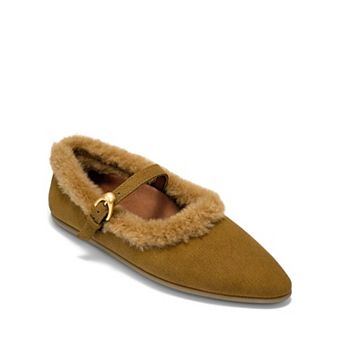 Aerosoles Petra Women's Mary Jane Flats with Faux Fur Trim