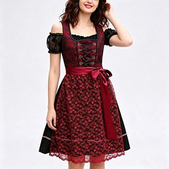 Women's German Dirndl Dress Oktoberfest Costume Dresses for Bavarian Oktoberfest Festival