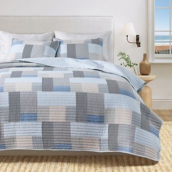 Madelinen® Reversible Striped Patchwork Quilt Set