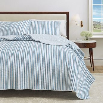 Madelinen® Reversible Striped Quilt Set with Shams