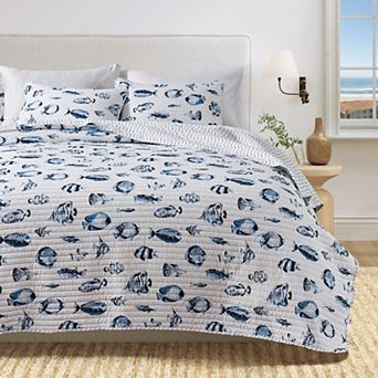 Madelinen® Reversible Coastal Fish Quilt Set