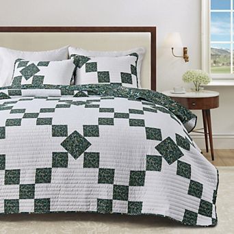 Madelinen® Reversible Floral Patchwork Quilt Set with Shams