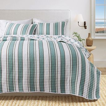 Madelinen® Reversible Coastal Striped Quilt Set