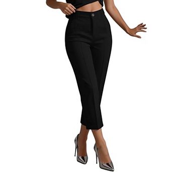 Cropped Pants for Women High Waisted Pull On Dress Pants Slim Straight Leg Cropped Trousers Pants