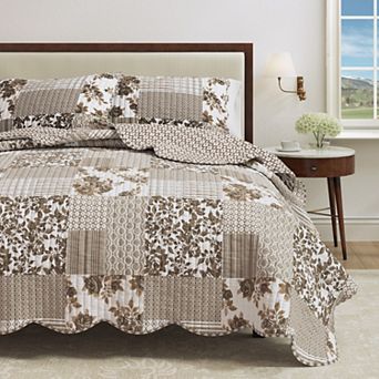 Madelinen® Cottage Floral Patchwork Quilt Set, Lightweight & All-Season