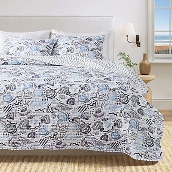Madelinen® Reversible Coastal Seashell Quilt Set