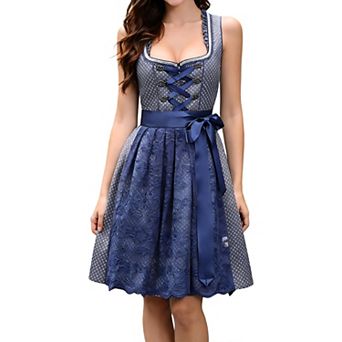 Womens Oktoberfest for Bavarian Costume Lace German 2 pc Outfits Apron and Dress