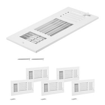 VEVOR 4 x 10 Inch Air Vent Covers, 6-Pack, HVAC 3-Direction Iron Grilles for Wall & Ceiling, White