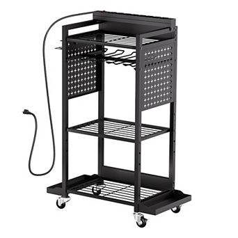 VEVOR 4 tier Tool Organizer Cart with Charging Station, 8 AC Outlet