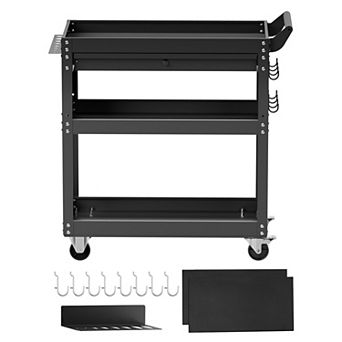 VEVOR 4 tier Tool Cart with Wheels, 350 lbs Load Capacity, Rolling Work Cart with Drawer & Pegboard