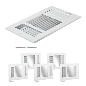 VEVOR 6 x 10 Inch Floor Registers, 6-Pack Floor Vents, HVAC 3-Direction Iron Vent Grilles
