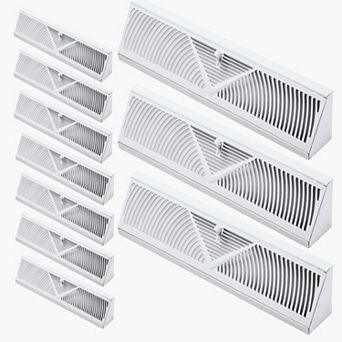 VEVOR 18-Inch Floor Registers, 10-Pack Baseboard Registers, HVAC Walkable Iron Floor Vents,White