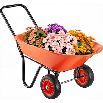 VEVOR Wheelbarrow Cart, 5 Cu. Ft. Load & 397 lbs Capacity, 2 Wheels Garden Dump Cart