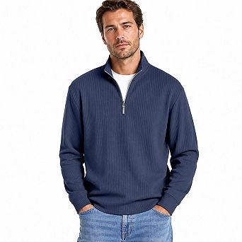 Mens Quarter Zip Pullover Stand Collar Long Sleeve Casual Sweatshirt Relax Fit Everyday Wear Top