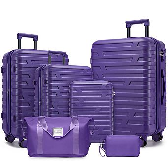6 pc Luggage Set with Spinner Wheels, Travel Duffle & Toiletry Bag
