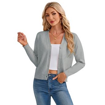 Women's V Neck Button Down Knit Cardigan Long Sleeve Casual Lightweight Sweater Coat