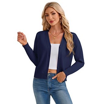Women's V Neck Button Down Knit Cardigan Long Sleeve Casual Lightweight Sweater Coat
