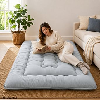 Unikome 4-Inch Japanese Floor Mattress with Washable Cover, Portable Roll-Up Futon Sleeping Mat