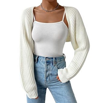 Women's Cropped Shrug Cardigan Long Sleeve Shoulder Cardigans