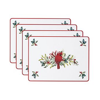 Lenox 4 pc Winter Greetings Cardinal Placemat Set