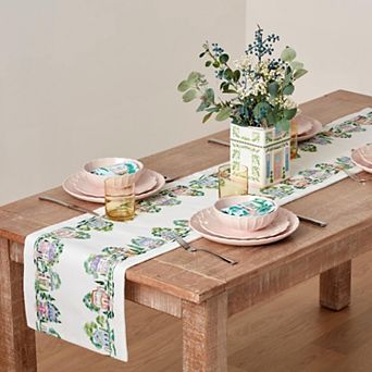 Lenox Spice Village Print Embroidered Table Runner