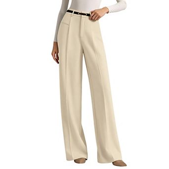 Women High Waisted Pleated Wide Leg Suit Pant Dress Trousers with Pockets Business Casual Work Pants