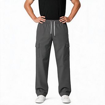 Mens Cargo Jogger Pants Drawstring Loose Fit Utility Trousers For Daily Travel Outdoor Casual Wear