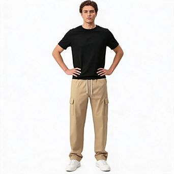 Mens Cargo Jogger Pants Drawstring Loose Fit Utility Trousers For Daily Travel Outdoor Casual Wear