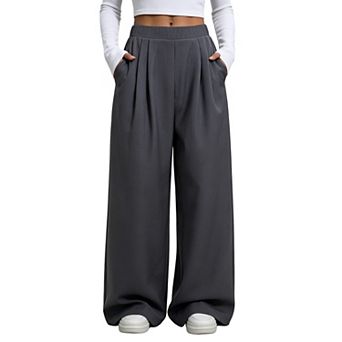 Women'sHigh Waist Wide Leg Sweatpants Casual Loose Trousers With Pockets