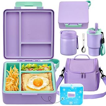 Stainless Steel Insulated Bento Lunch Box Set With Food Jar Water Bottle And Carry Bag