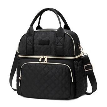 Insulated Double Compartment Lunch Bag Leakproof Reusable Tote For Work Office Travel