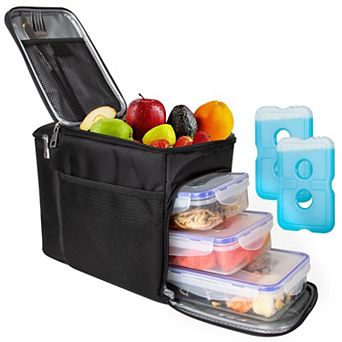 Insulated Lunch Box Set With Meal Prep Containers Ice Packs Shoulder Strap