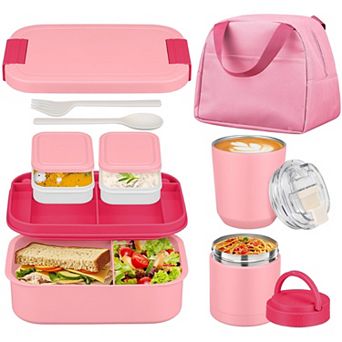 Large Bento Lunch Box Set With Insulated Tumbler Food Jar Leak Proof