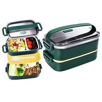 Stainless Steel 3 Layer Stackable Bento Lunch Box Leak Proof Microwave Safe