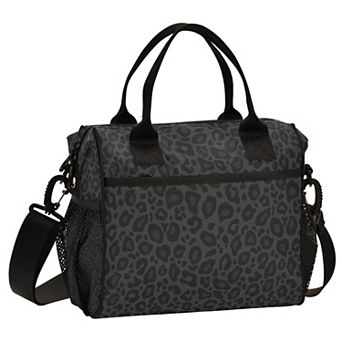 Leopard Print Insulated Lunch Bag Adjustable Strap Water Resistant For School Work Travel