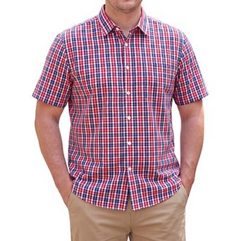 Men's Big & Tall Plaid Shirts Short Sleeve Button Down Casual